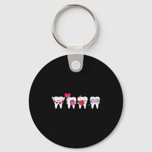 Cute Teeth Heart Valentines Dental Hygienist Denti Key Ring