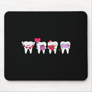 Cute Teeth Heart Valentines Dental Hygienist Denti Mouse Pad