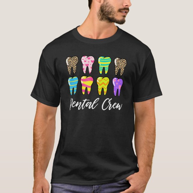 Cute Teeth Leopard Dental Crew Easter Day Christia T-Shirt (Front)