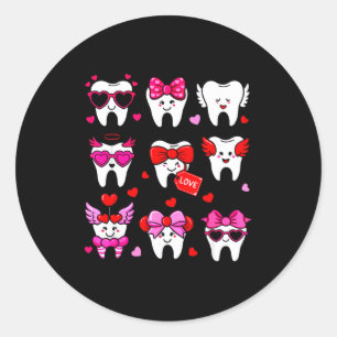 Cute Teeth Love Valentine's Day Dental  Classic Round Sticker