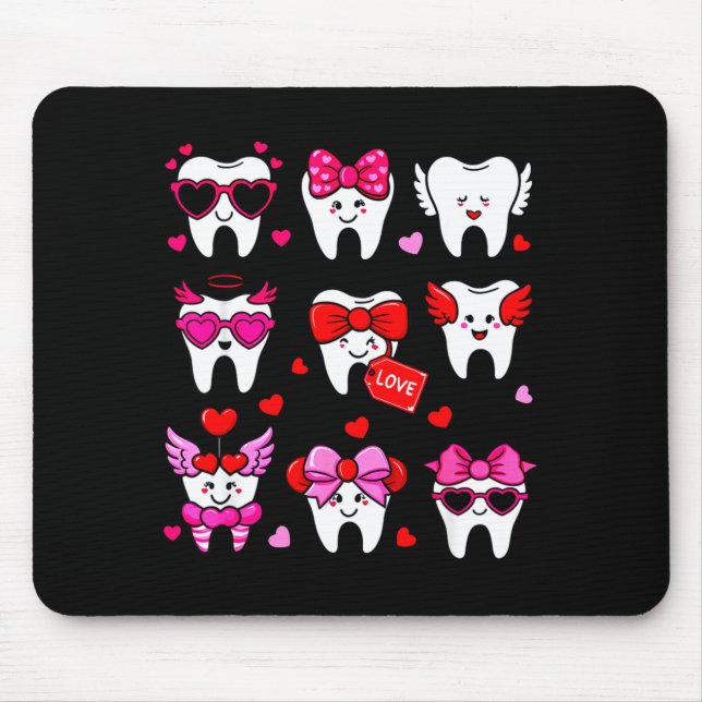 Cute Teeth Love Valentine's Day Dental  Mouse Pad (Front)