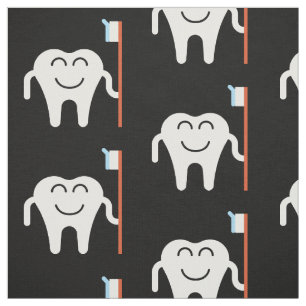 Cute Teeth Toothbrush Pattern Fabric