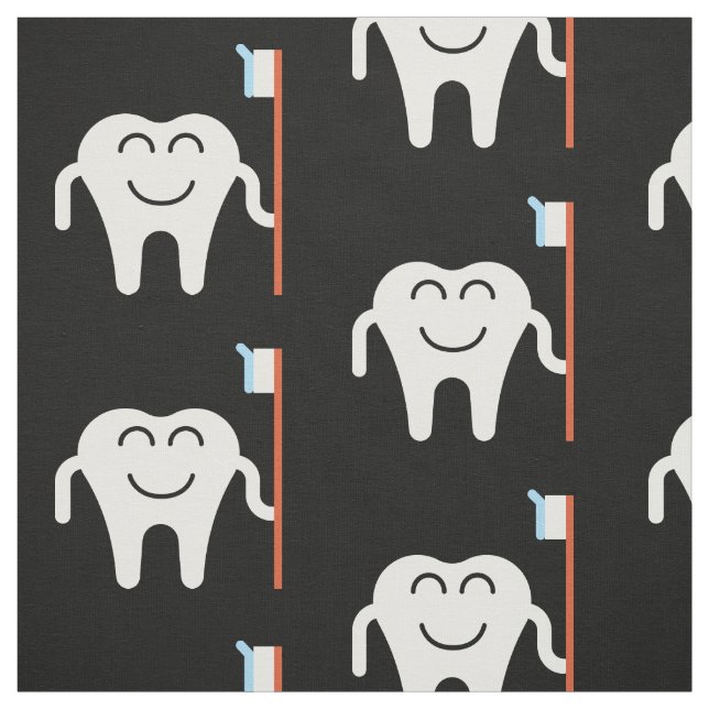 Cute Teeth Toothbrush Pattern Fabric (Swatch)