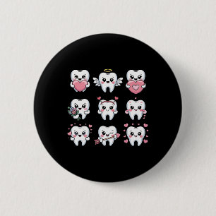 Cute Teeth Valentine Heart Dental Hygienist Dentis 6 Cm Round Badge