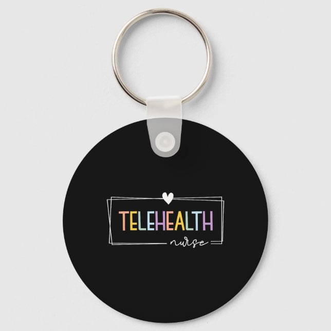 Cute Telehealth Nurse Pastel Boho Virtual Nursing Key Ring (Front)