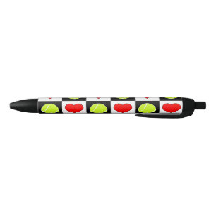 Cute Tennis Balls & Hearts Sports Coach or Player Black Ink Pen