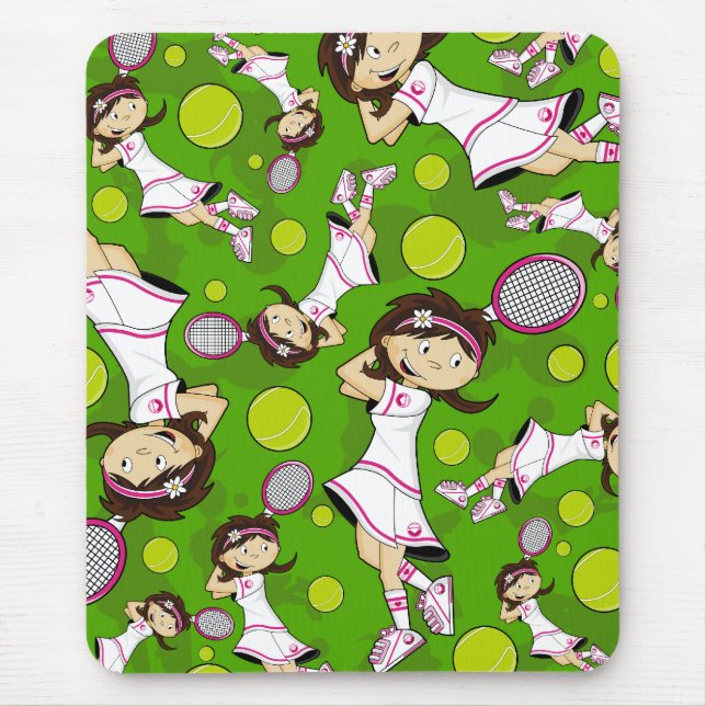 Cute Tennis Girl Mousepad (Front)