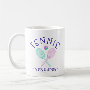 Cute Tennis is My Therapy Girly Coffee Mug