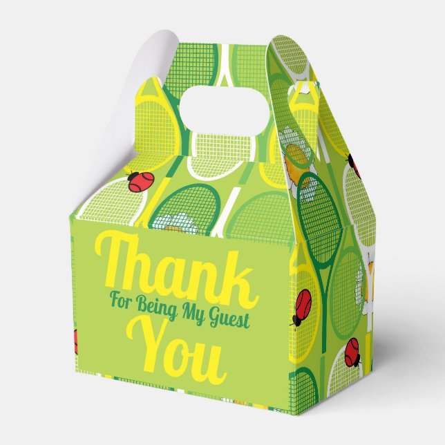 Cute tennis rackets with ladybirds favour box (Front Side)