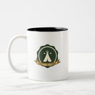 Cute Tent Banner Camper  Two-Tone Coffee Mug