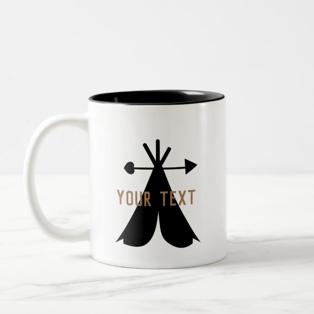 Cute Tent Camper  Two-Tone Coffee Mug (Left)