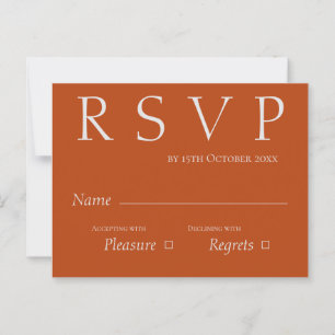 Cute Terracotta Rust and White Wedding RSVP Postcard