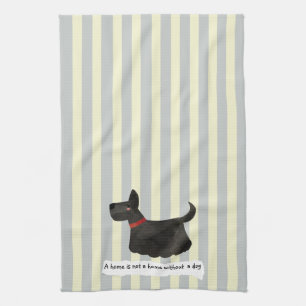 Cute Terrier blue and cream striped Tea Towel