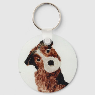 Cute Terrier Dog Art Key Ring