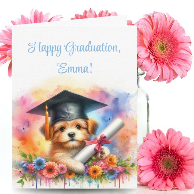 Cute Terrier Dog Happy Graduation  Card (Creator Uploaded)