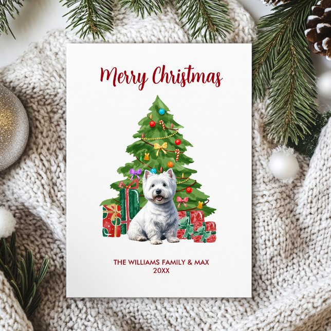 Cute Terrier Personalised Dog Family Christmas Holiday Card (Creator Uploaded)