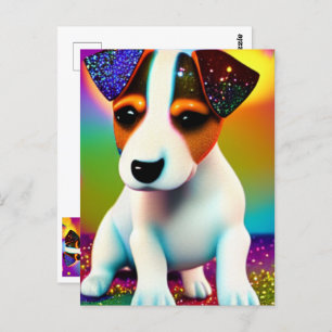 Cute Terrier Puppy Sparkle Close-Up Postcard