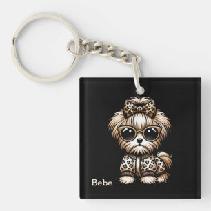 Cute Terrier Yorkshire Custom Name Key Ring
