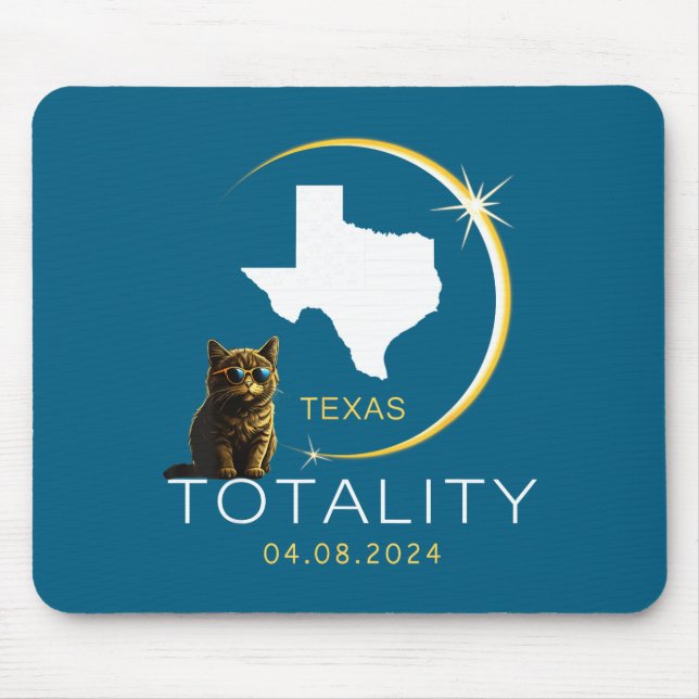 Cute Texas Total Solar Eclipse Cat Mouse Pad (Front)