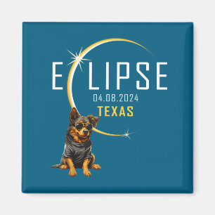Cute Texas Total Solar Eclipse Dog Magnet