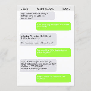 Cute Text Message Party Invitation