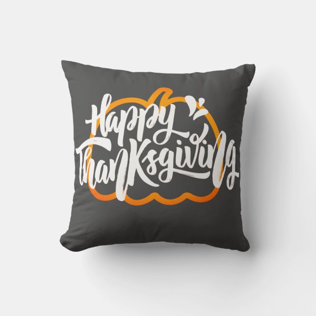 Cute Text on pumpkin for Thanksgiving Cushion (Front)