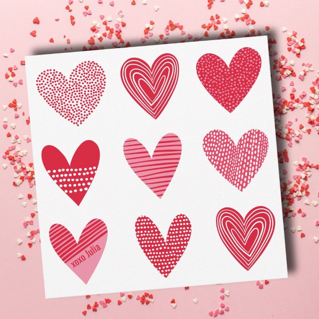 Cute textured hearts in pink and red (Creator Uploaded)