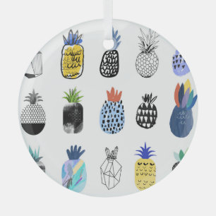 Cute textured pineapples, vintage collection. glass tree decoration