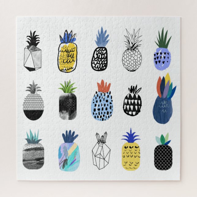 Cute textured pineapples, vintage collection. jigsaw puzzle (Vertical)
