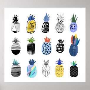 Cute textured pineapples, vintage collection. poster