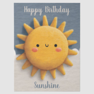 Cute Textured Sun with a Smiling Face and Text Tissue Paper
