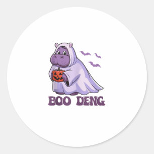 Cute Thai Baby Hippo Moo Deng Boo Deng ghost Hallo Classic Round Sticker