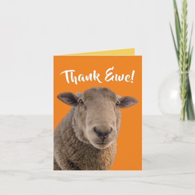 Cute Thank "Ewe" Card Featuring A Ewe (Front)