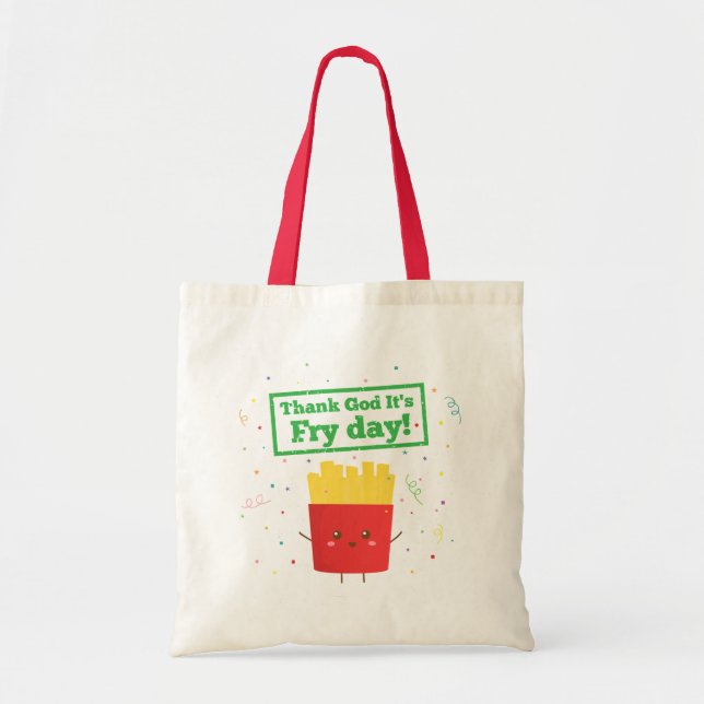 Cute Thank God Its Fry Day Cute French Fries Tote Bag (Front)