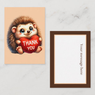 Cute thank you add message hedgehog card