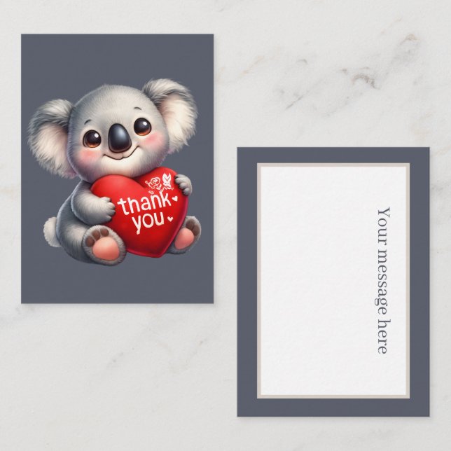 Cute thank you add message Koala bear Card (Front/Back)