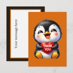 Cute thank you add message penguin  card