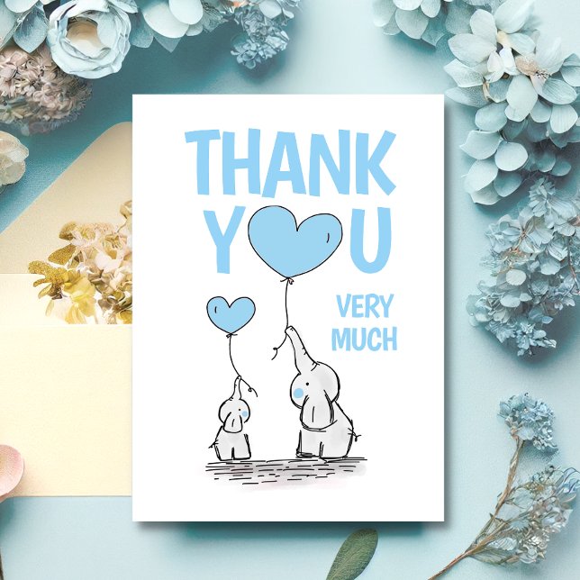 Cute THANK YOU Baby Shower Elephant Blue Boy BLANK (Creator Uploaded)