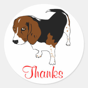 Cute Thank You Beagle Puppy Dog Greeting Stickers