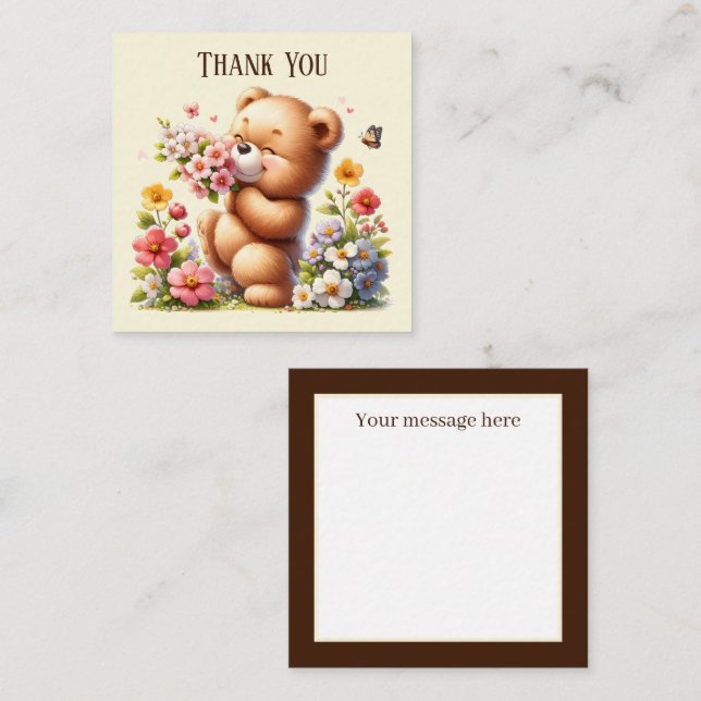 Cute Thank you bear add message  Card (Front/Back)