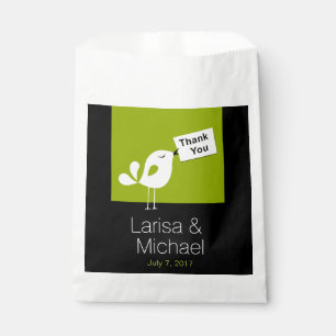 Cute Thank You Birdy olive green Favour Bag