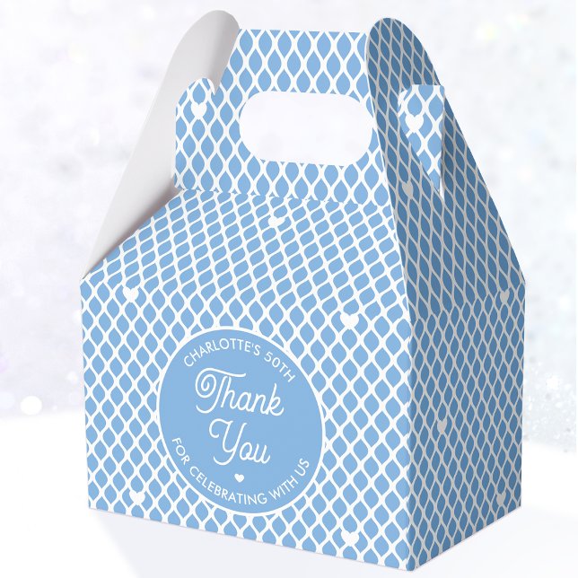 Cute Thank You Birthday Name Any Age Pretty Blue Favour Box (Creator Uploaded)