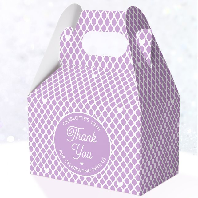Cute Thank You Birthday Name Any Age Pretty Purple Favour Box (Creator Uploaded)