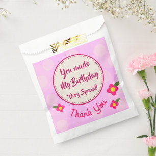 Cute Thank You Birthday Party Pink Favour Bag