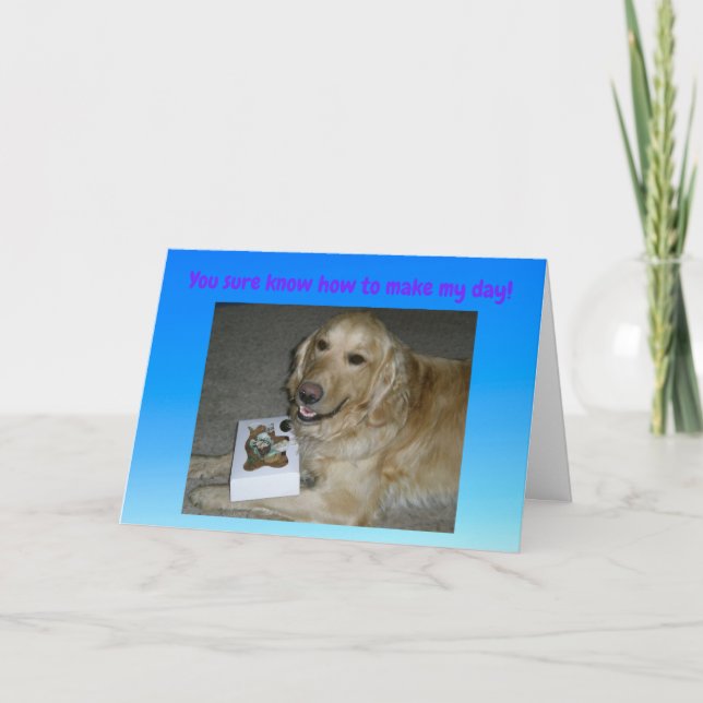 Cute Thank You Card Golden Retriever with Treats (Front)