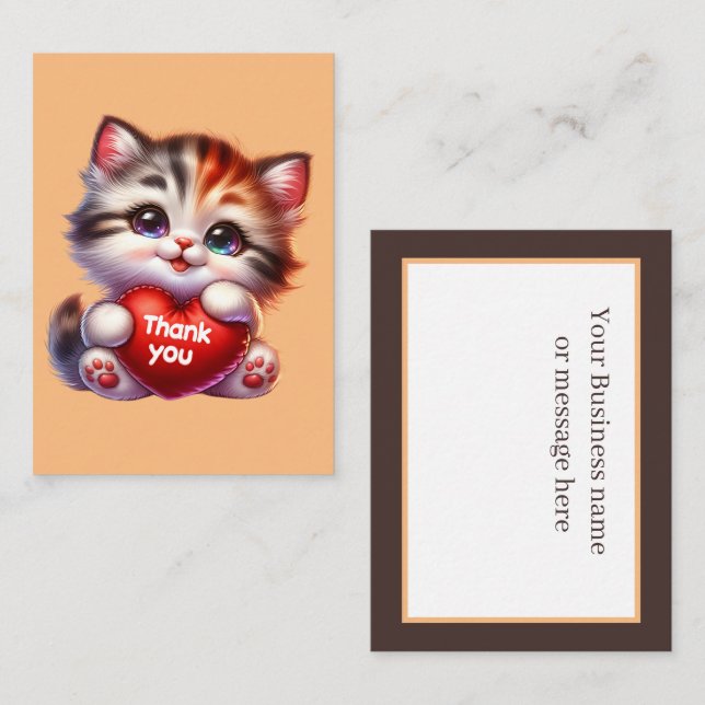 Cute thank you cat add message card (Front/Back)