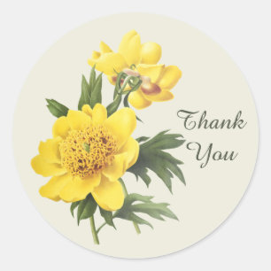 Cute thank you flowers  classic round sticker