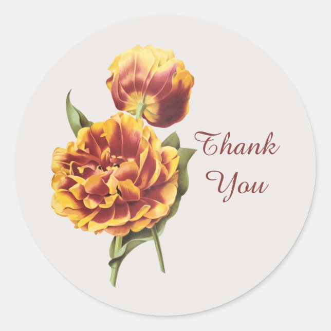 Cute thank you flowers  classic round sticker (Front)