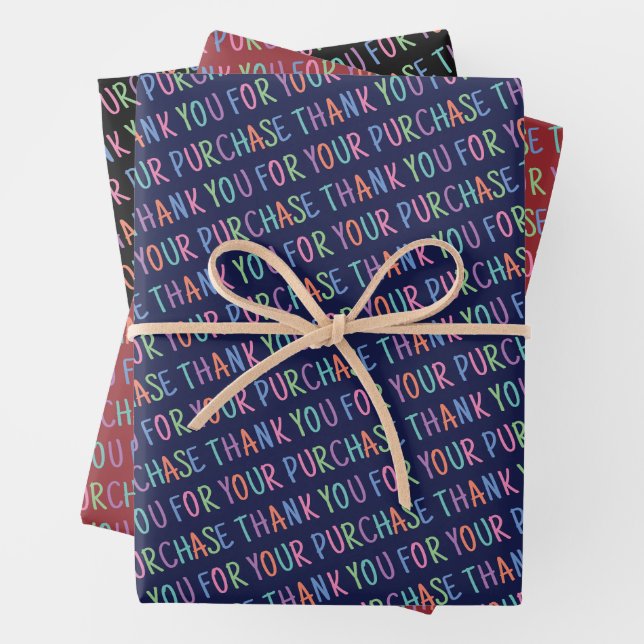 Cute Thank You For Your Purchase Product Packaging Wrapping Paper Sheet (In situ)