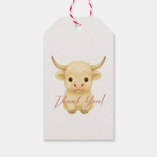 Cute Thank You Gift Tag with Highland Cow
